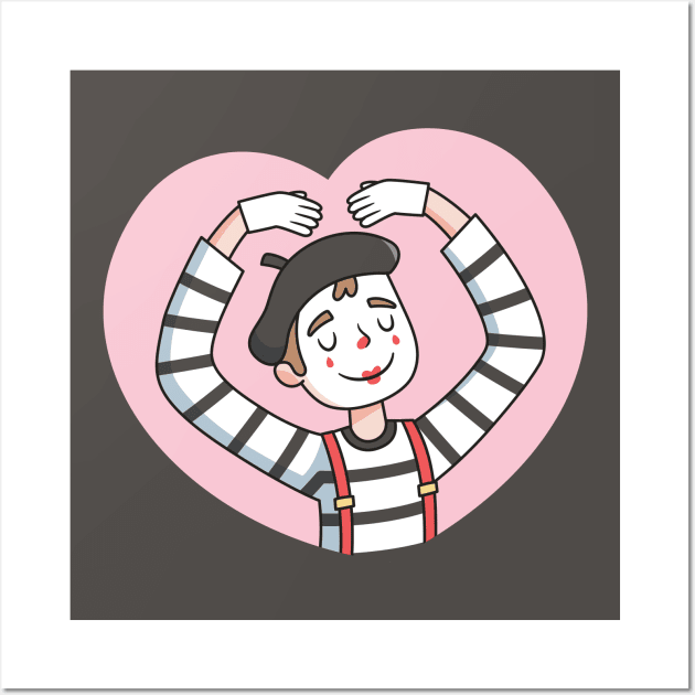 Cute Mime With Love Gesture Wall Art by rustydoodle